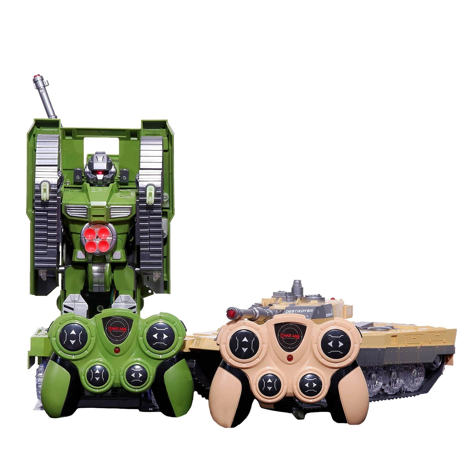 Green Robot Tank Unleashed RC Transforming Action Figure Battery Powered Fun!